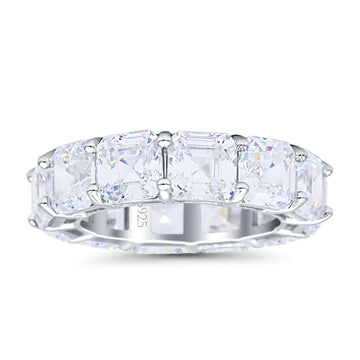 Asscher Cut Full Eternity Wedding Band Cubic Zirconia 925 Sterling Silver Wholesale